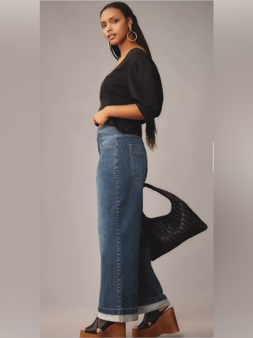 The Emory Pleated High-Rise Wide-Leg Jeans by  Anthropologie Pilcro - Picture 3 of 10